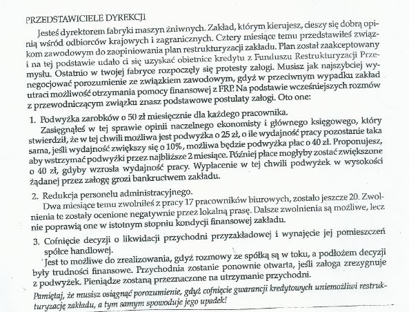 PRZEDSTAWICIELE DYREKCJI